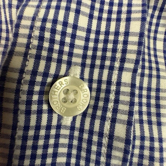 Brooks Brothers Men's L Slim Fit Blue & White Gingham LS Dress Shirt‎ SEE DESC - Picture 11 of 16